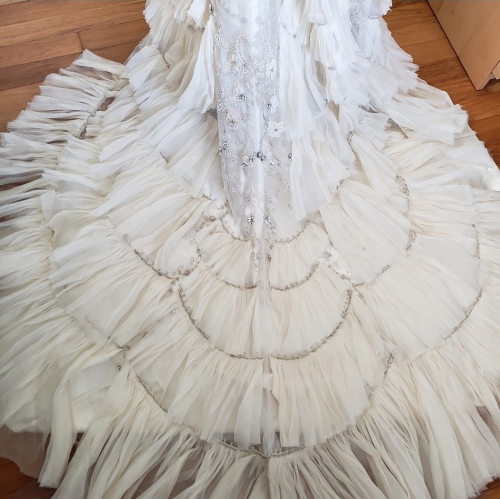 Lazaro 3059 Beaded Embellished Art Deco Wedding Gown Size 14 - Picture 14 of 16